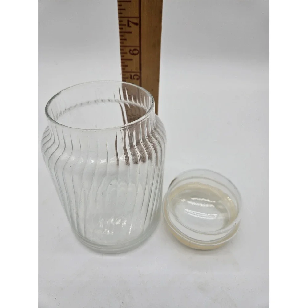 Glass Storage Jar Vintage‎ Swirled Pattern Apothecary Wedding Candy Canister